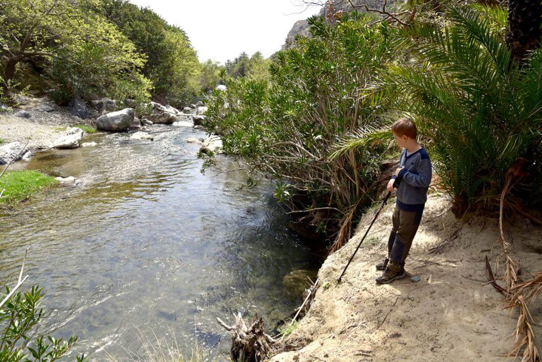 Am Fluss im Palmenhain von Preveli können Kinder viel entdecken