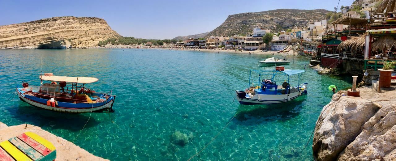 Fischerboot ankern in Matala